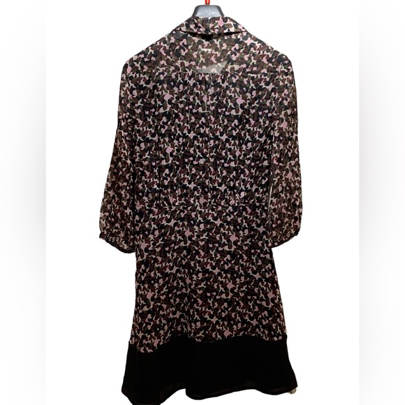 French condition black multi floral dress 3/4 length leaves size4 mint condition - Picture 3 of 10